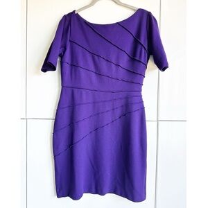 Maggy London Petite Purple Pin Tuck Dress Size 6P
Fitted